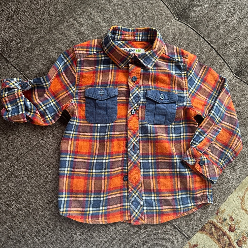 OshKosh B'gosh Plaid Flannel Shirt - Orange and Blue